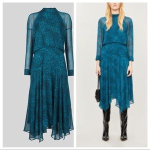 Whistles Big Cat Carlotta Robe Bleu Sarcelle Imprimé Animal UK16 BNWT RRP179 Whistles Big Cat Carlotta Robe Bleu Sarcelle Imprimé Animal UK16 BNWT RRP179